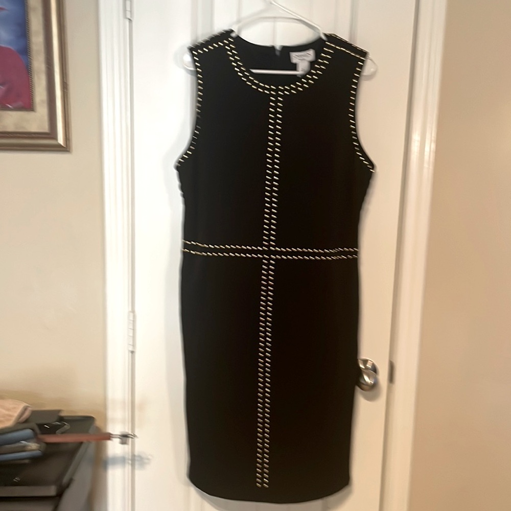 Sleeveless Black Gold Studded Dress